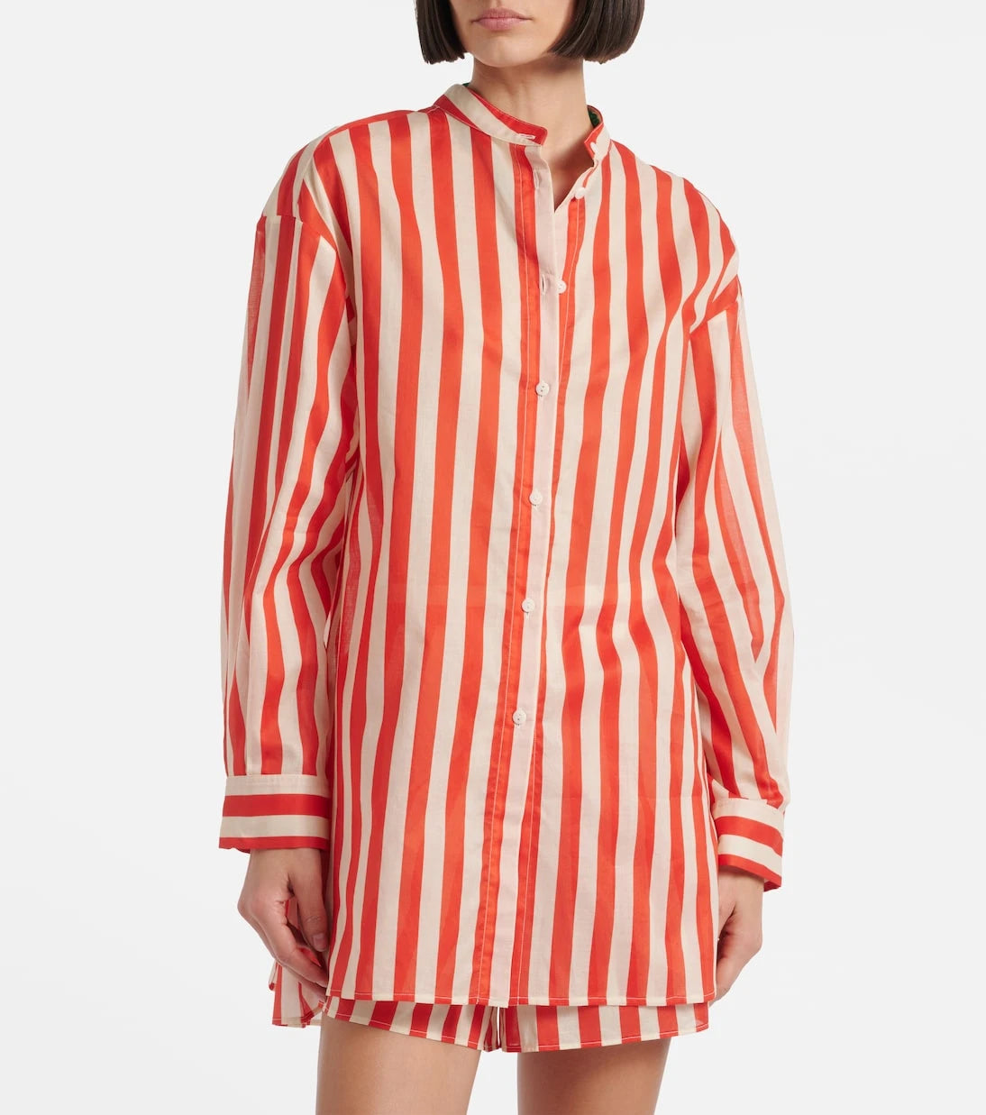Eres - Duetto striped cotton voile shirt