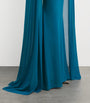 Talbot Runhof Blue Tulle Cape-Overlay Gown
