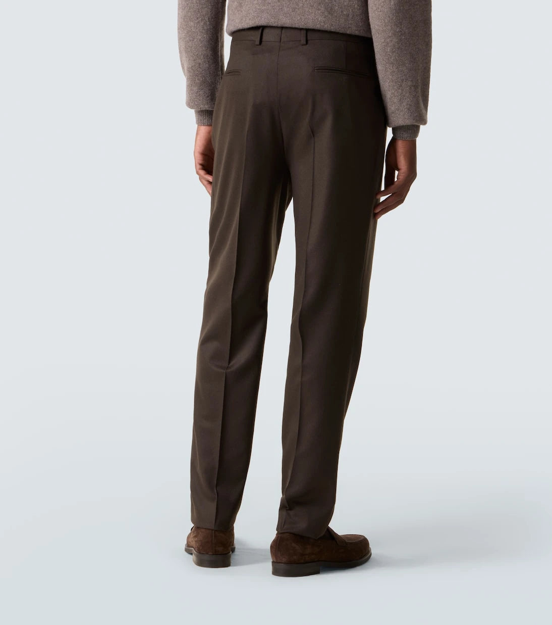 Zegna - بنطلون صوفي فلانيل بقصّة ضيقة
