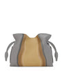 LOEWE Grey Leather Stripe Flamenco Clutch Bag