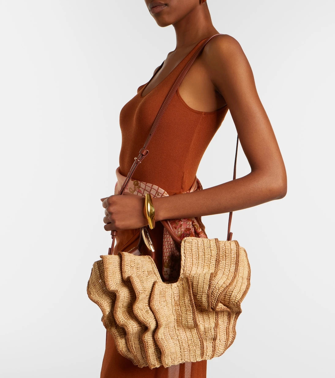 Zimmermann - Goldentime Small raffia top-handle bag