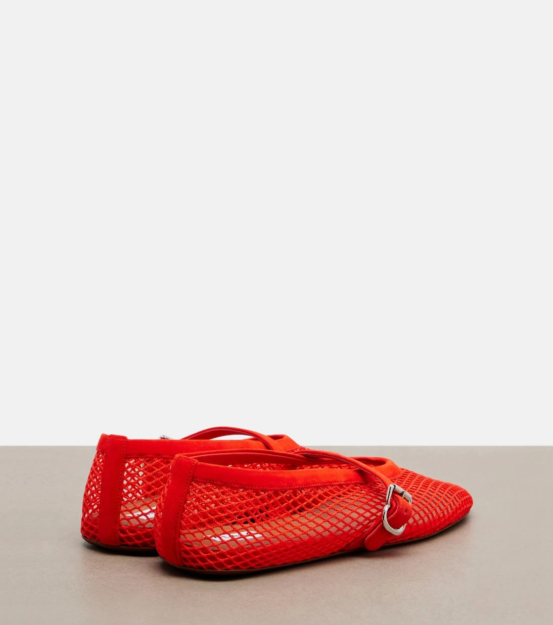 Alaïa - Fishnet leather-trimmed Mary Jane flats