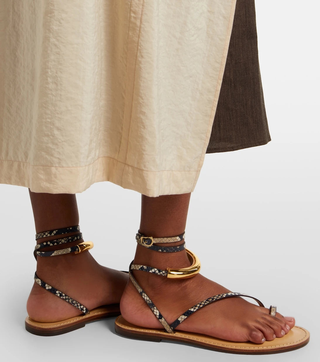Amanu - Kalahari snake-effect leather sandals