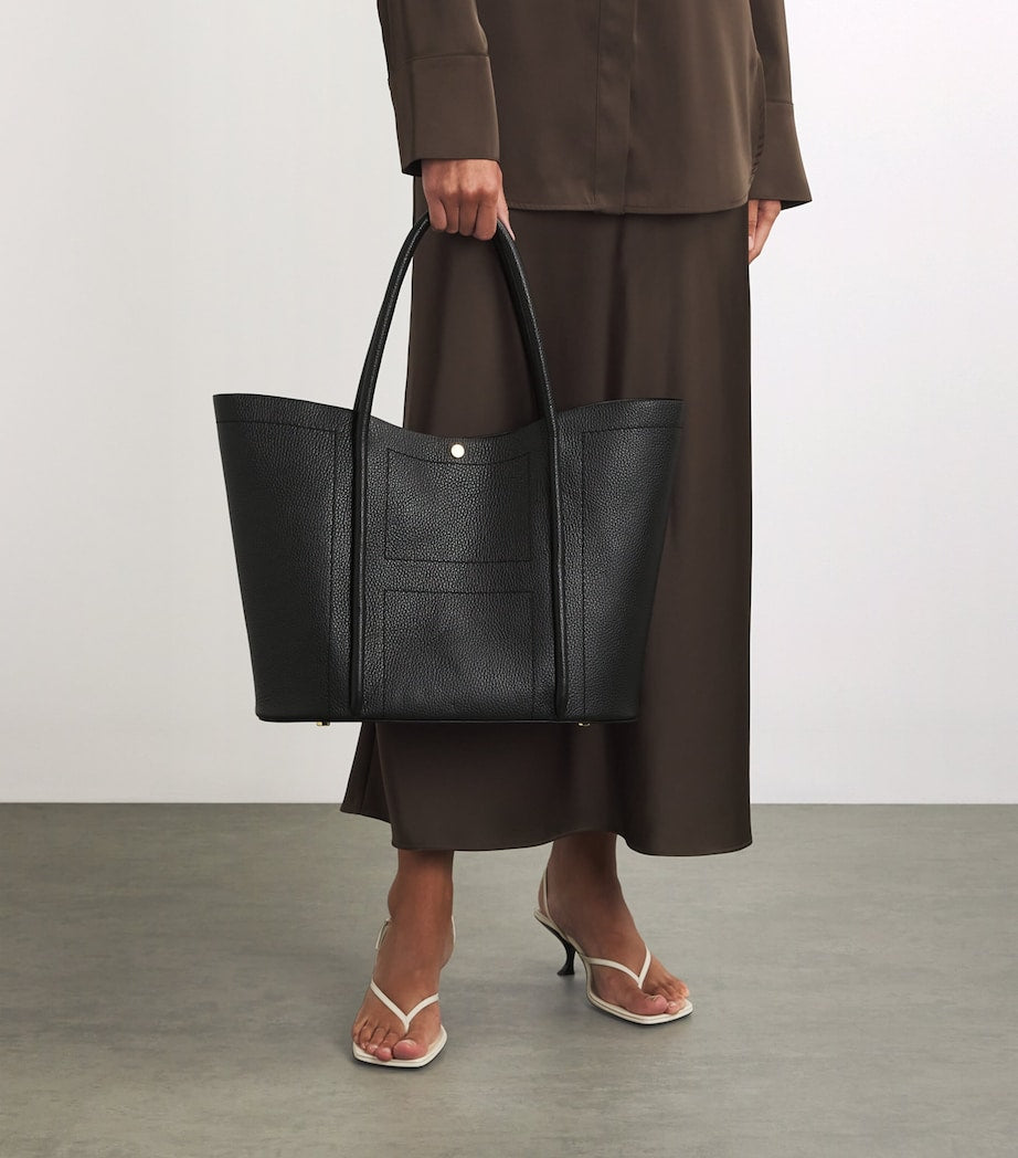 Harrods Black Large Leather Rope Tote Bag