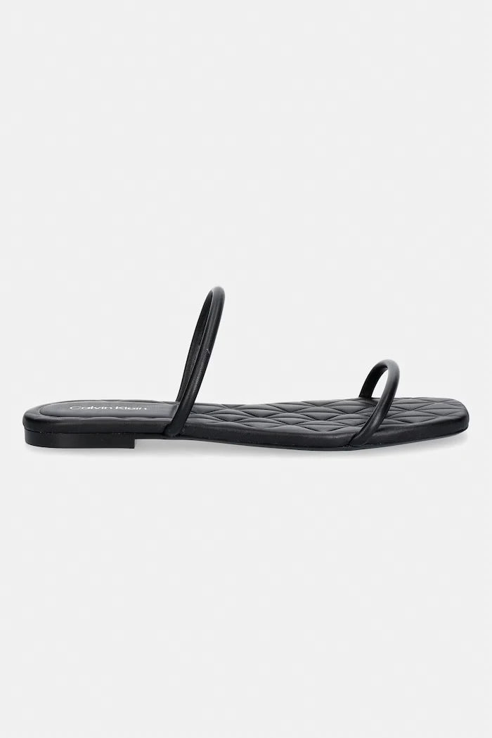 Calvin Klein чехли дамски от кожа SQUARE FLAT SNDL QUILT LTH