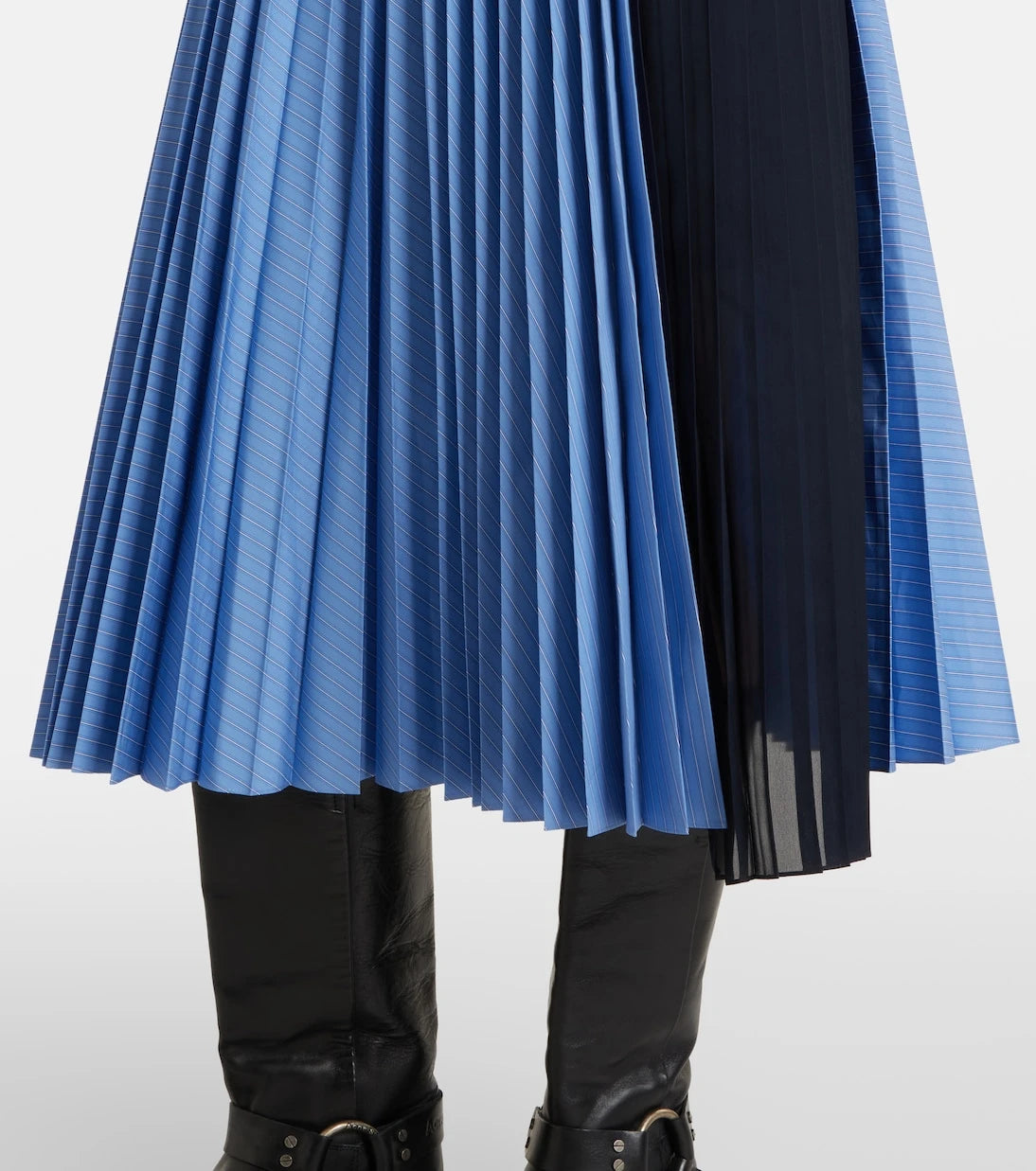 Sacai - Striped cotton-blend poplin midi skirt