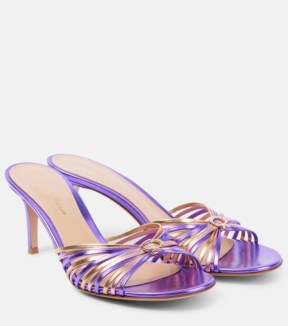 Gianvito Rossi - 70 metallic leather mules