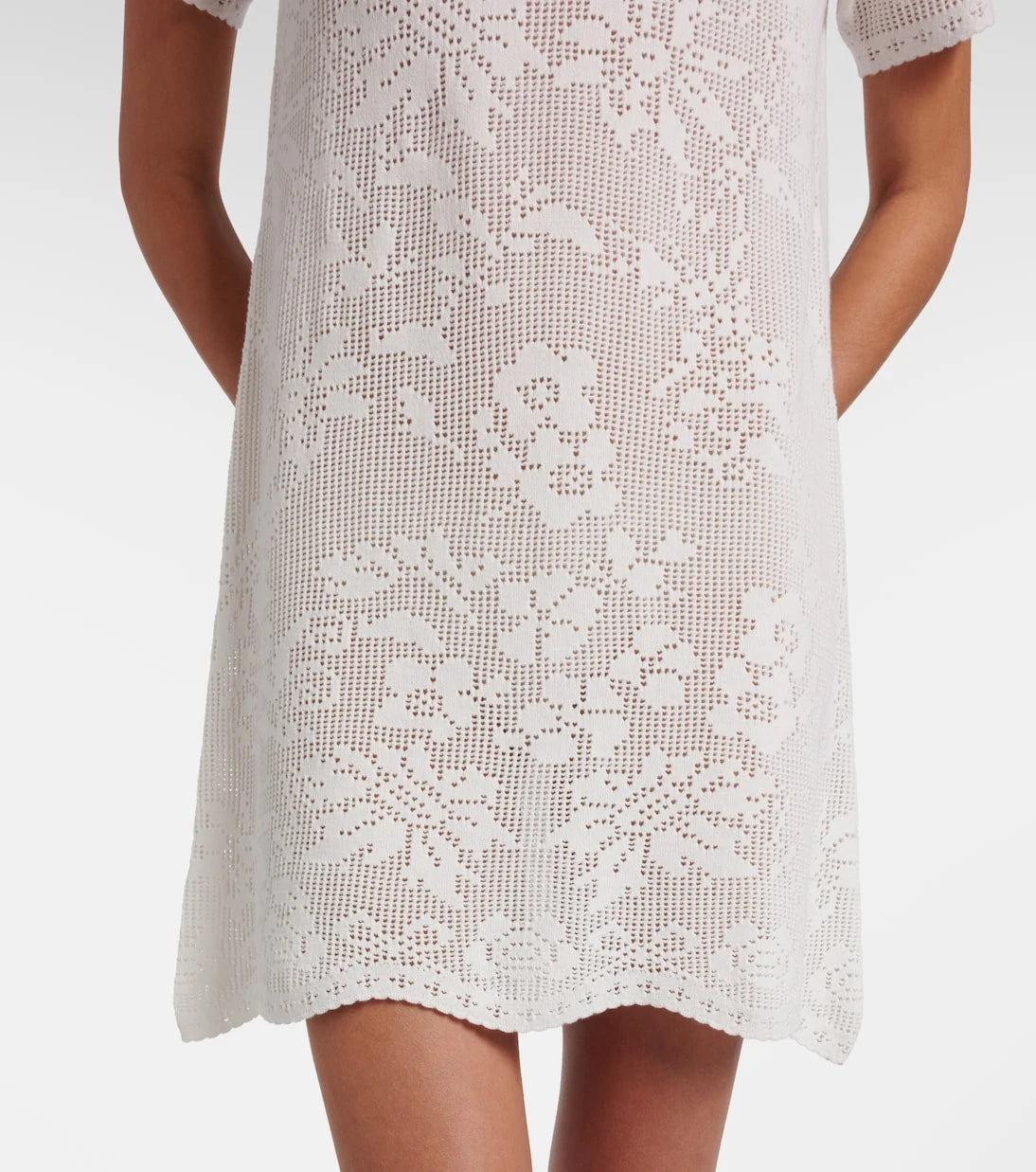 Chloé - Pointelle scalloped cotton minidress