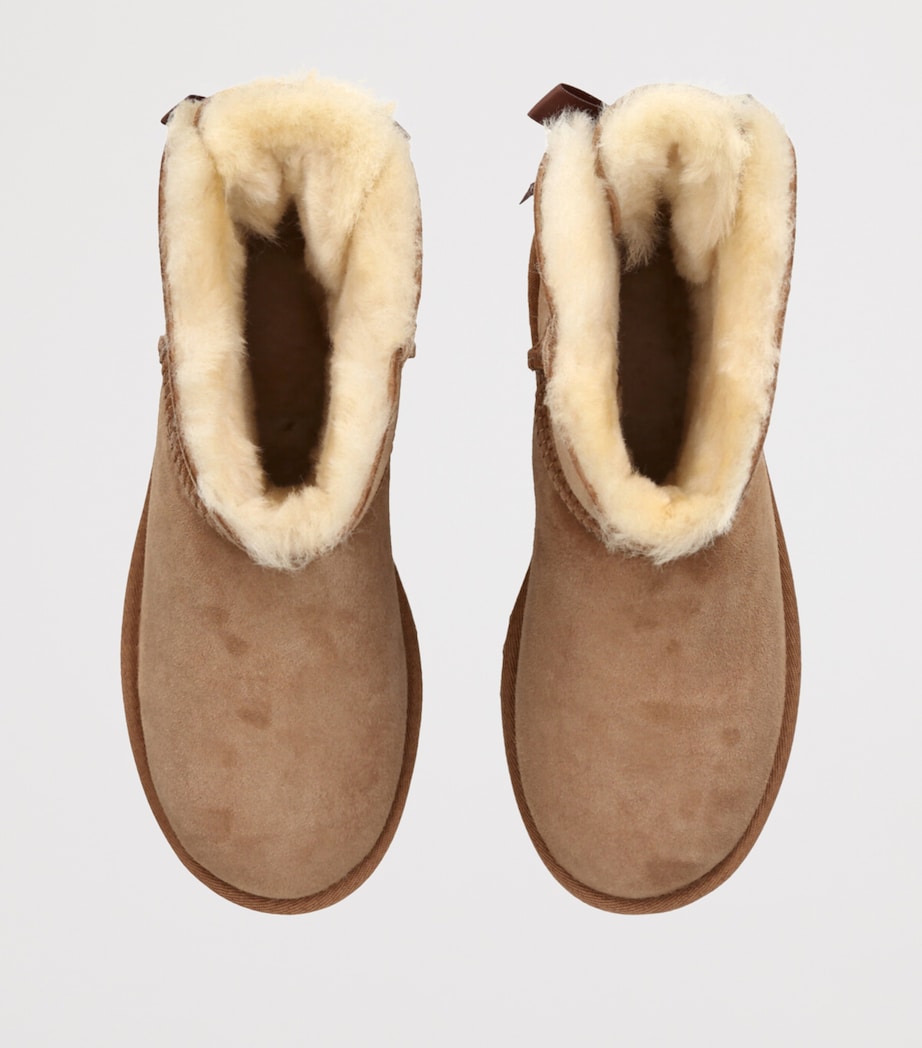 UGG Beige Suede Mini Bailey Bow II Ankle Boots