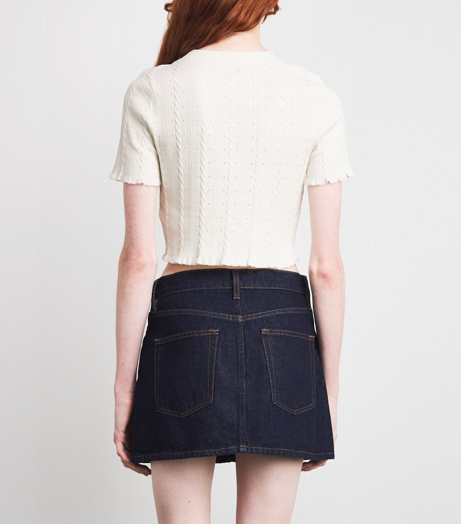 Sandro Paris Beige Cable-Knit Cropped Cardigan