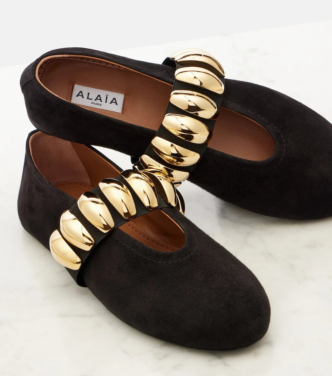 Alaïa - Embellished suede ballet flats