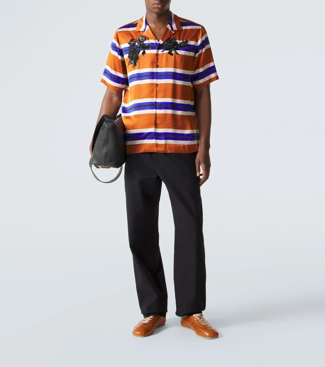 Dries Van Noten - Embellished striped satin shirt