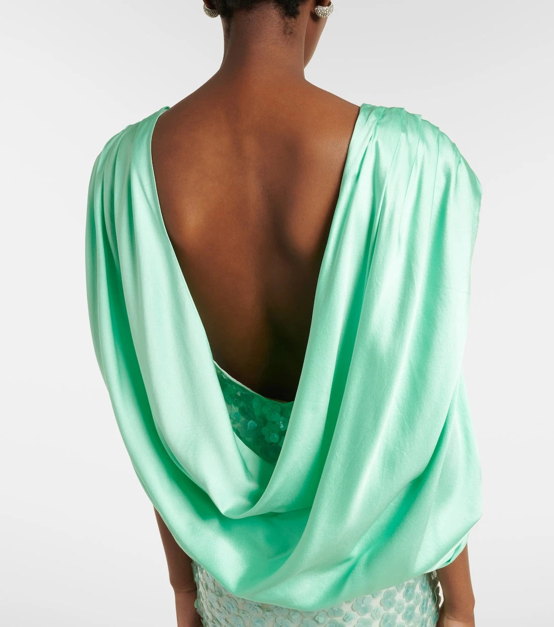 Là Fuori - Sequined caped open-back gown