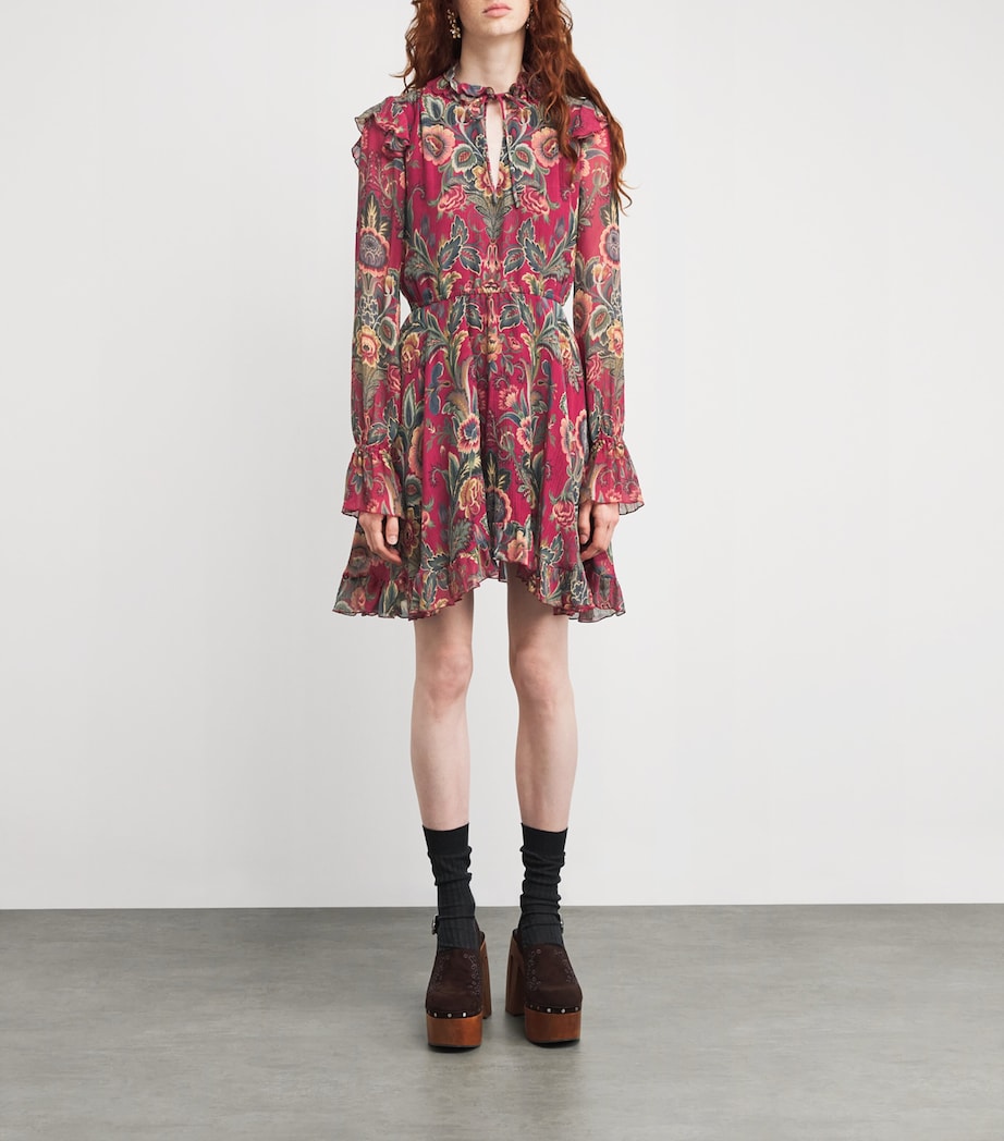 Multi Ruffle Floral Mini Dress