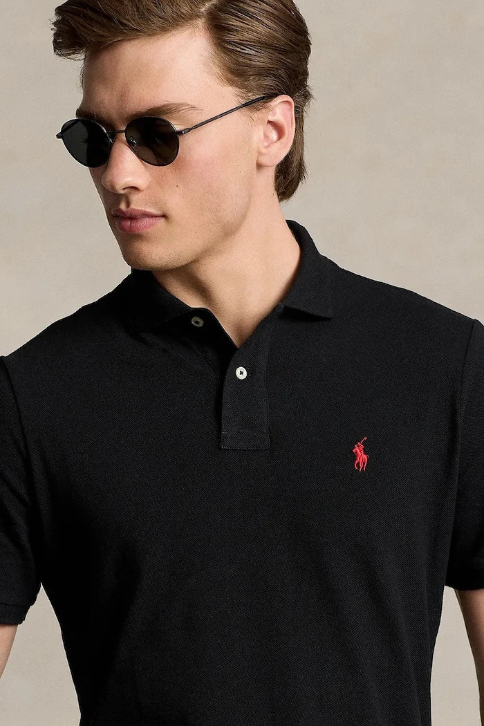 Памучна тениска с яка Polo Ralph Lauren BASIC MESH