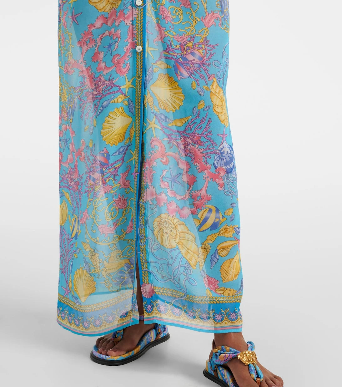 Versace - Printed semi-sheer shirt dress