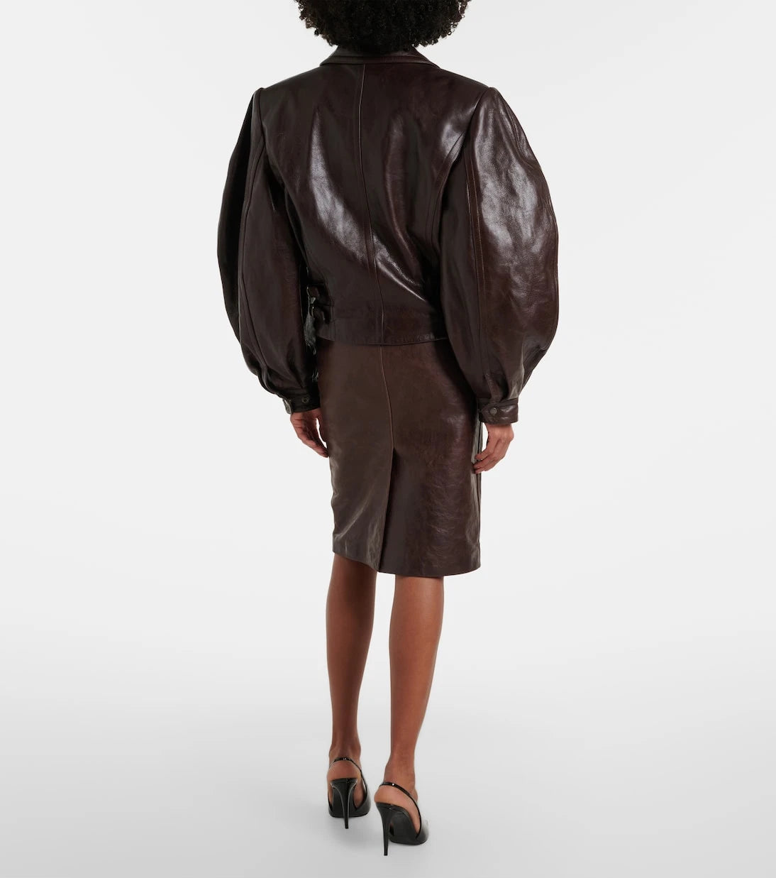 Saint Laurent - Belted leather pencil skirt