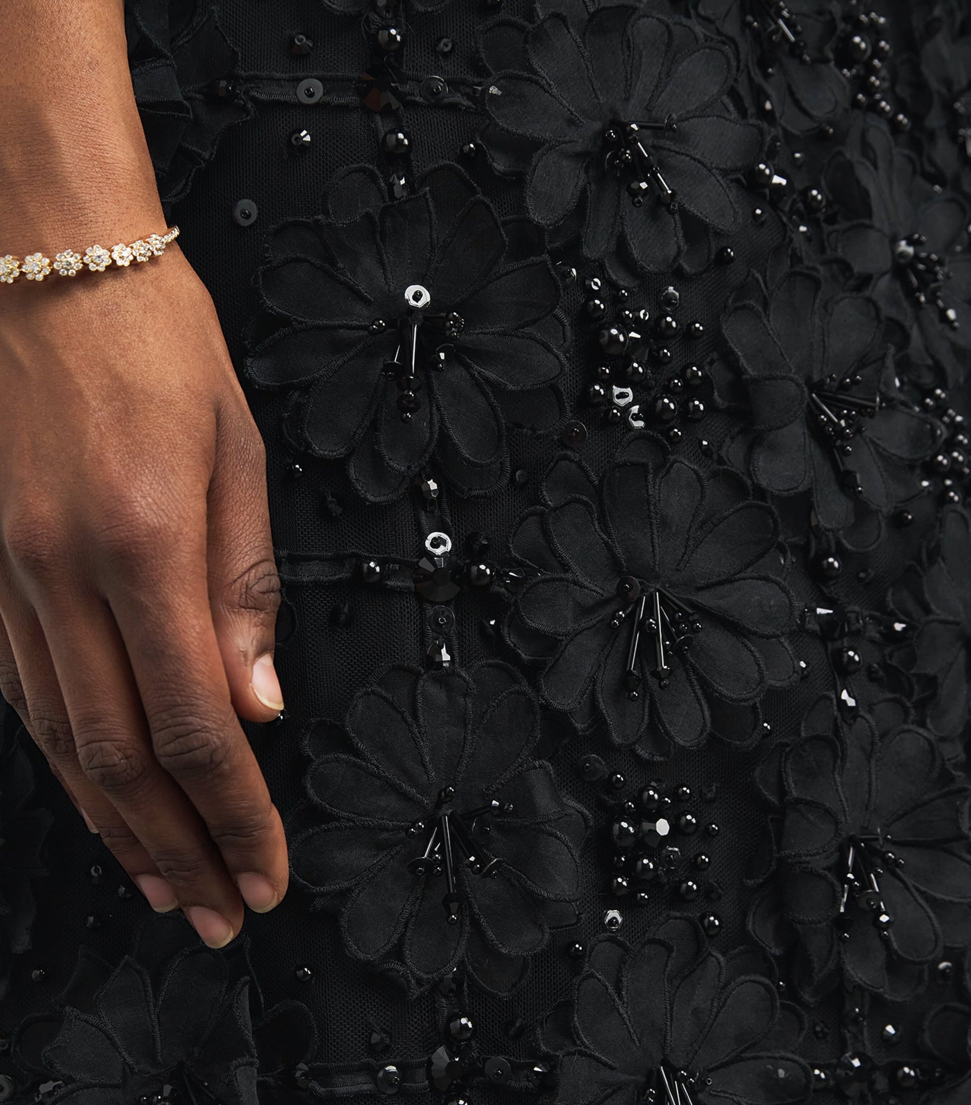 Carolina Herrera Black Floral Embellished Maxi Skirt