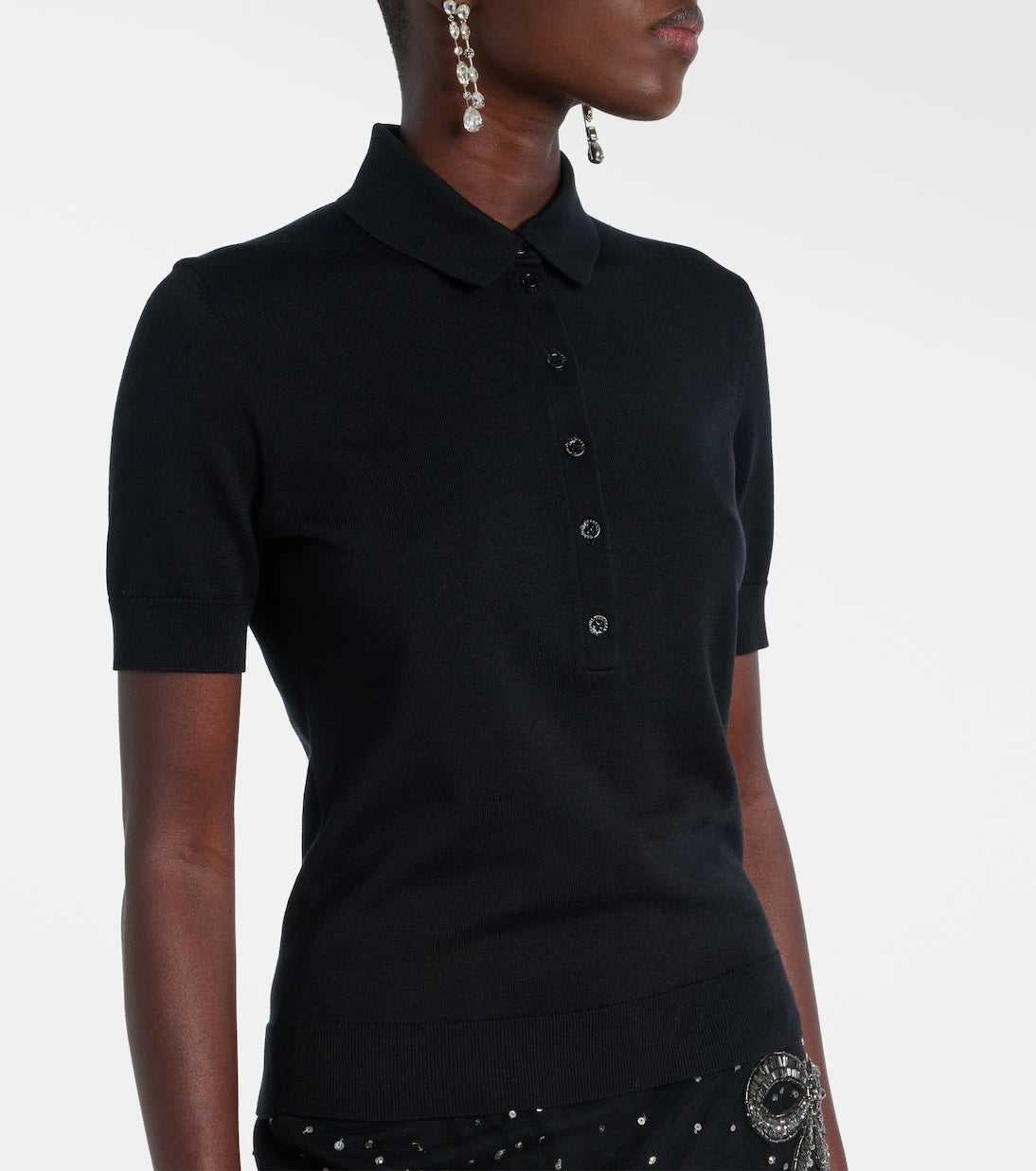 Carolina Herrera - Silk and cotton-blend polo shirt