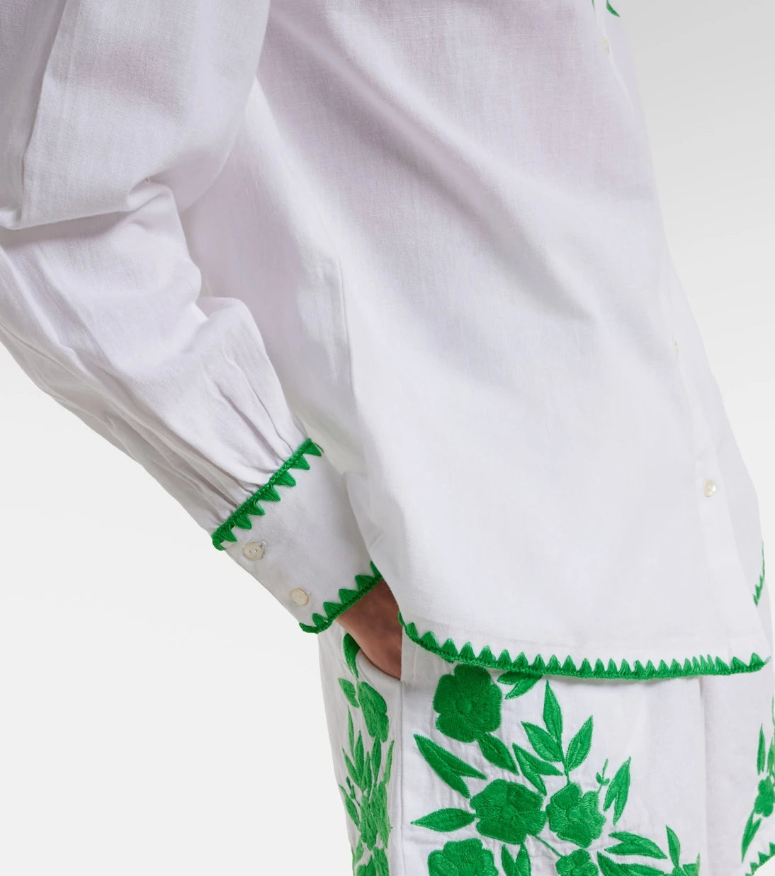 Juliet Dunn - Embroidered cotton and linen shirt