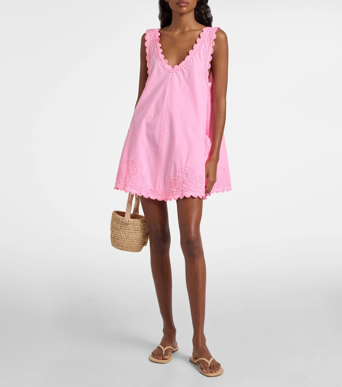Juliet Dunn - Embroidered cotton poplin minidress
