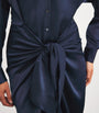 Polo Ralph Lauren Blue Satin Midi Shirt Dress