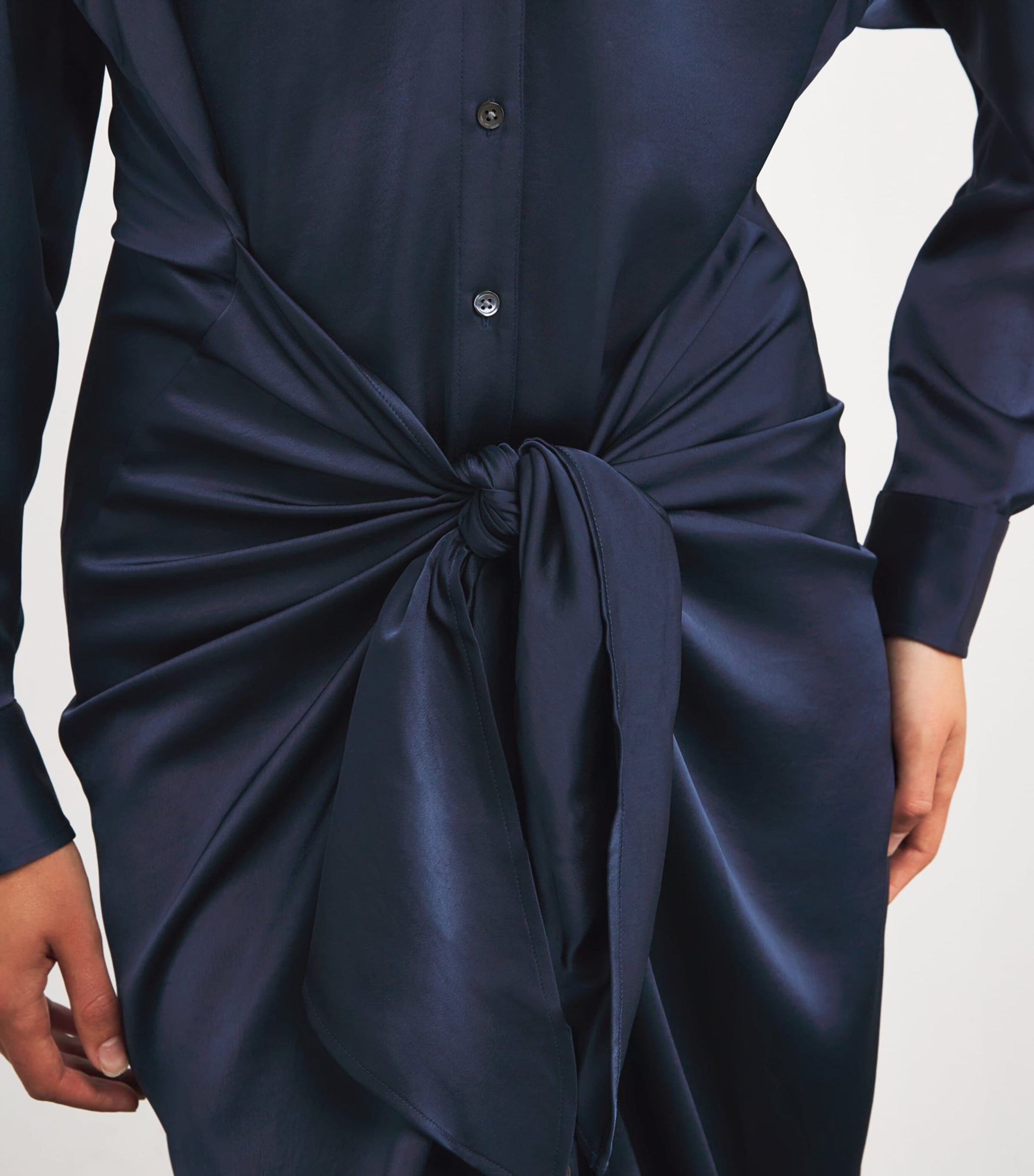 Polo Ralph Lauren Blue Satin Midi Shirt Dress