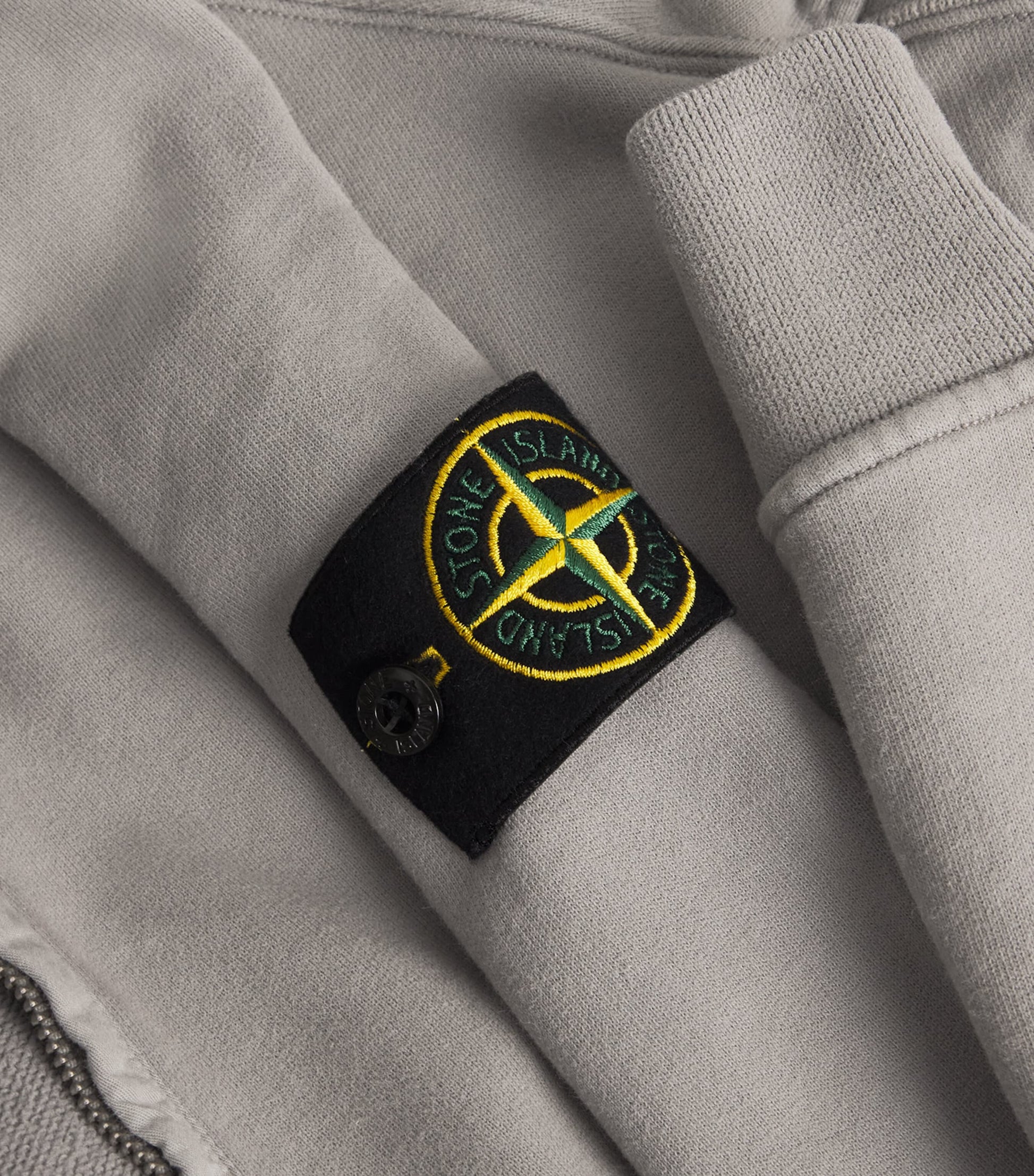 Stone Island Grey Organic Cotton Fleece Zip-Up Hoodie