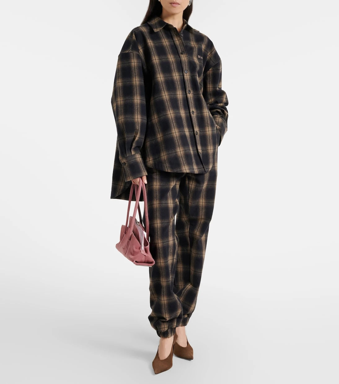 The Attico - Checked oversized cotton flannel shirt