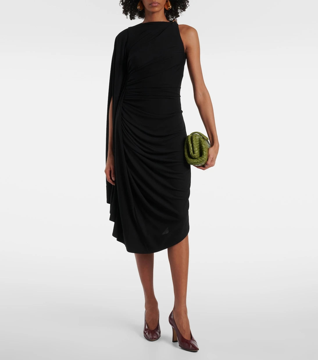 Bottega Veneta - Embellished draped jersey midi dress