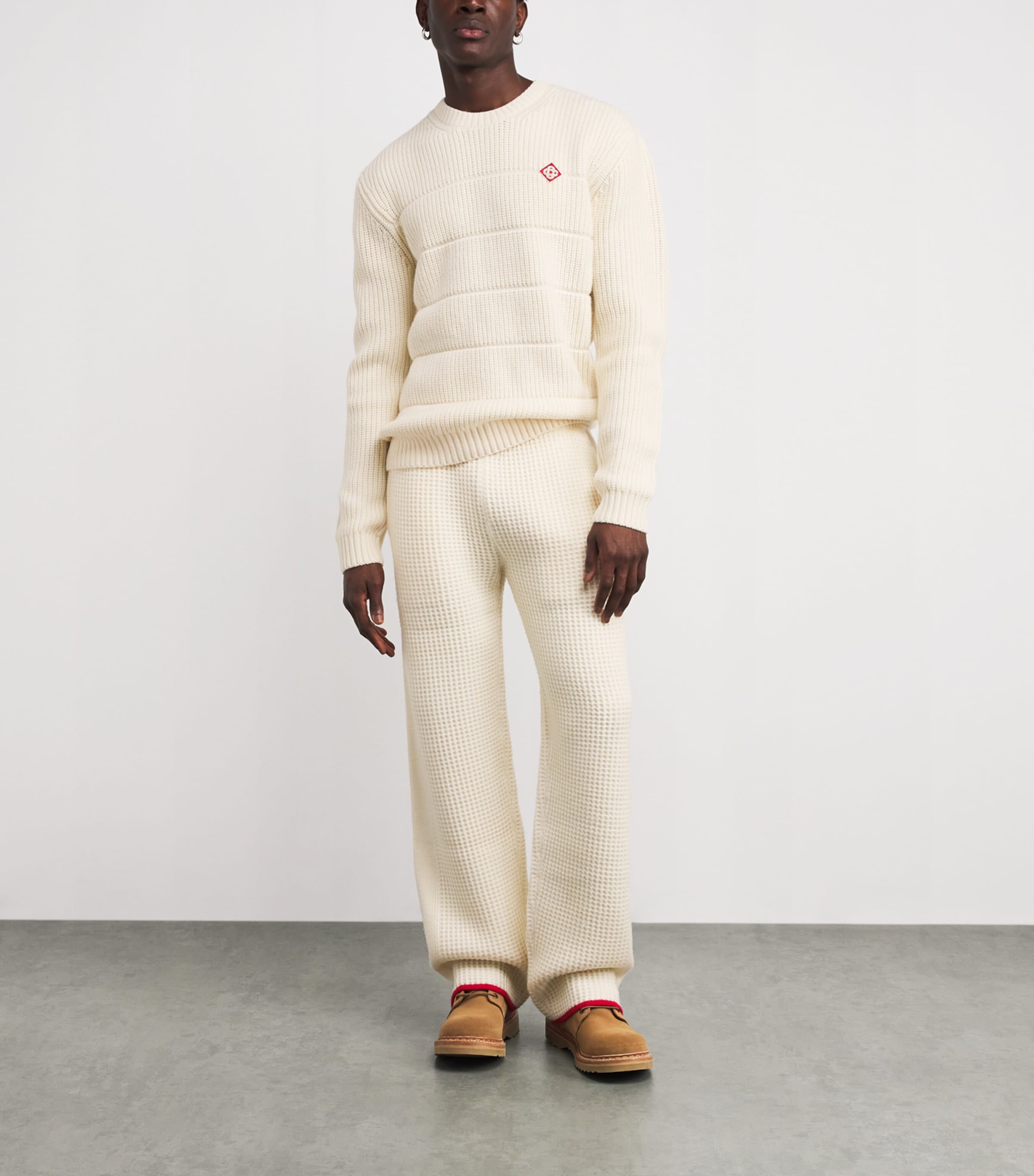 Casablanca White Merino Wool Padded Sweater