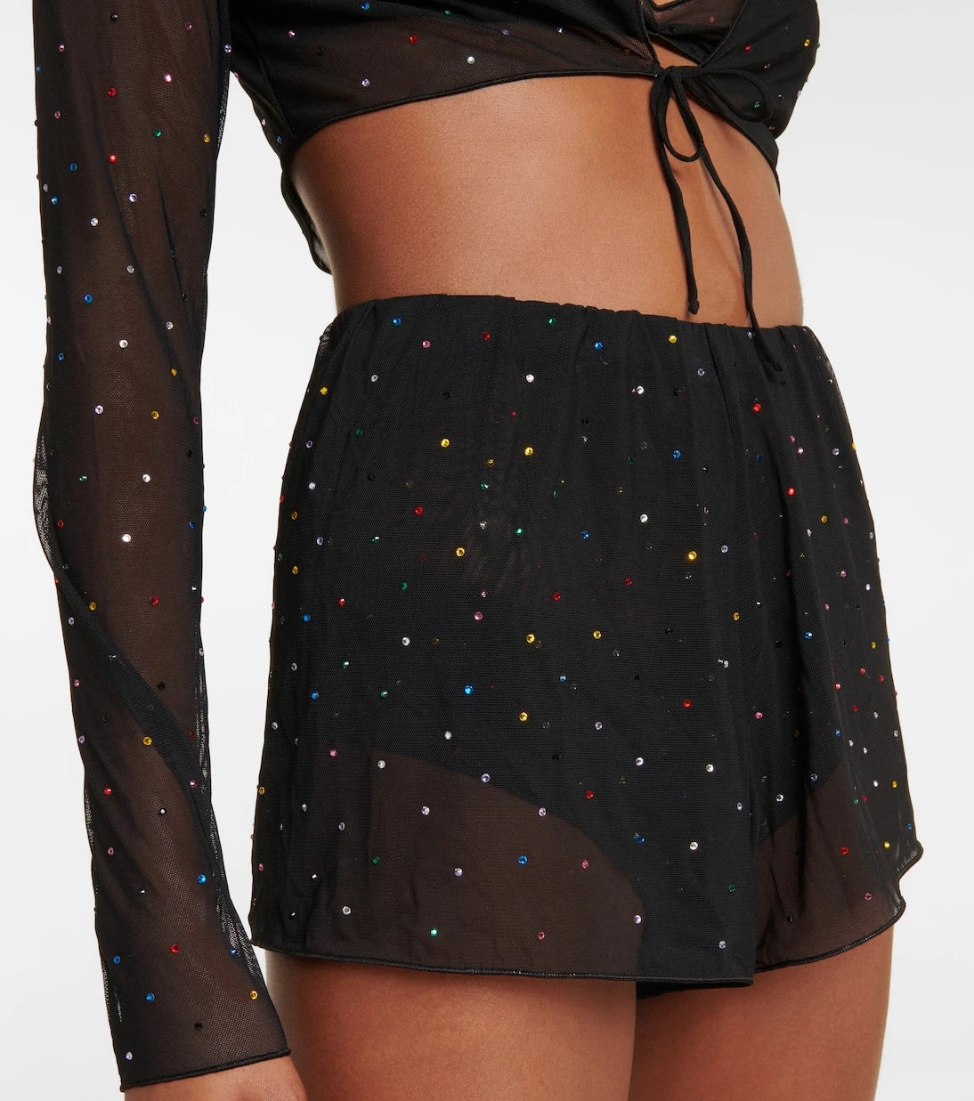 Oséree - Embellished tulle shorts