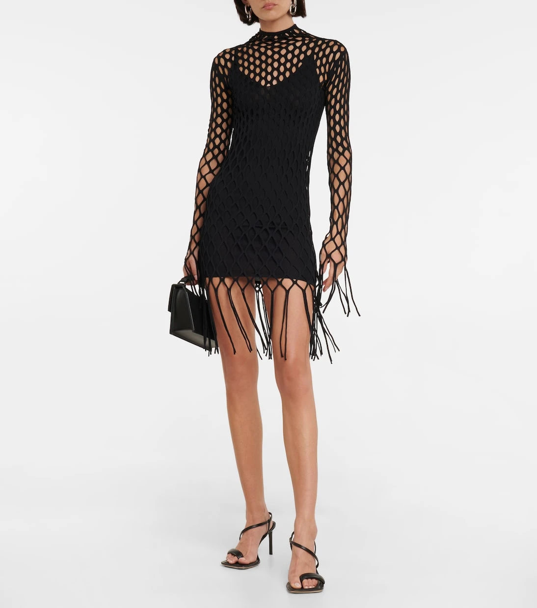 Dion Lee - فستان قصير بياقة عالية شبكي