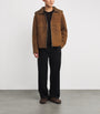 Yves Salomon Brown Suede Knit-Collar Jacket