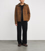 Yves Salomon Brown Suede Knit-Collar Jacket