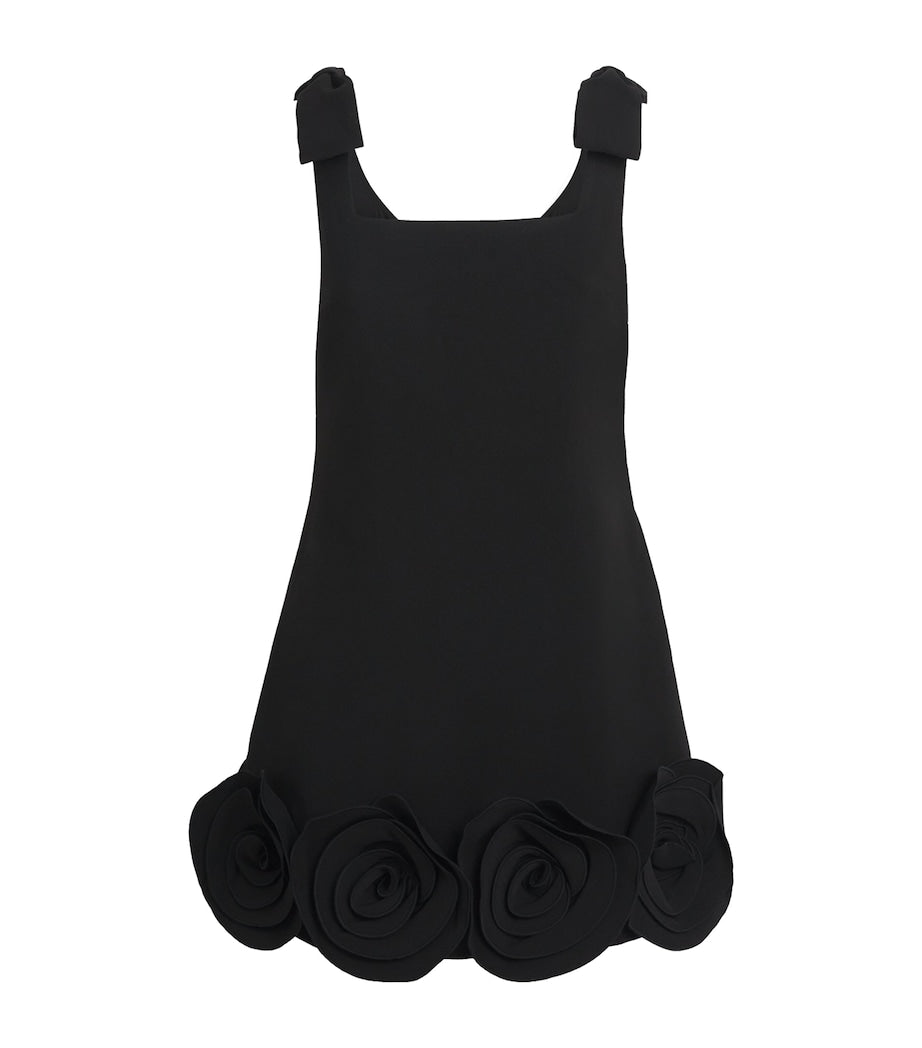 Self-Portrait Black Crepe 3D Flower Mini Dress