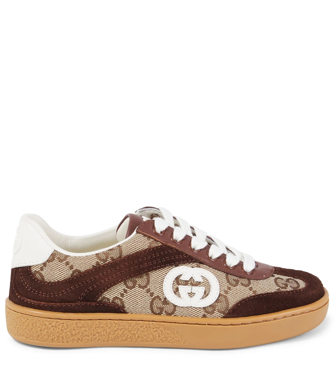Gucci Kids - Interlocking G suede-trimmed sneakers