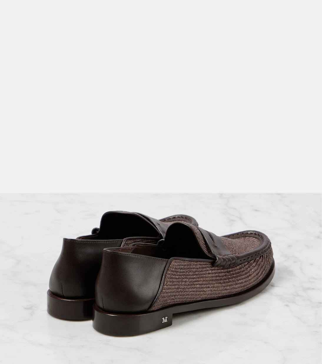 Max Mara - Raffia-effect penny loafers