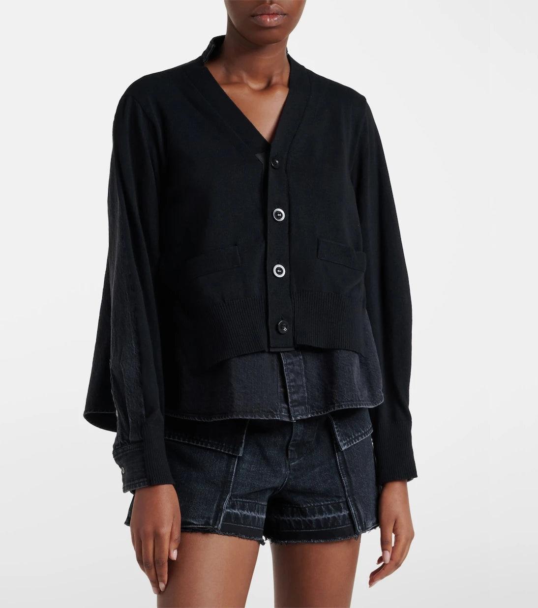 Sacai - Paneled cotton-blend cardigan