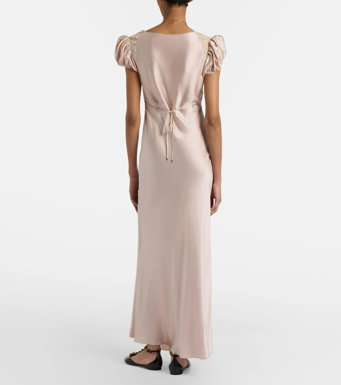 Chloé - Lace-trimmed silk satin maxi dress