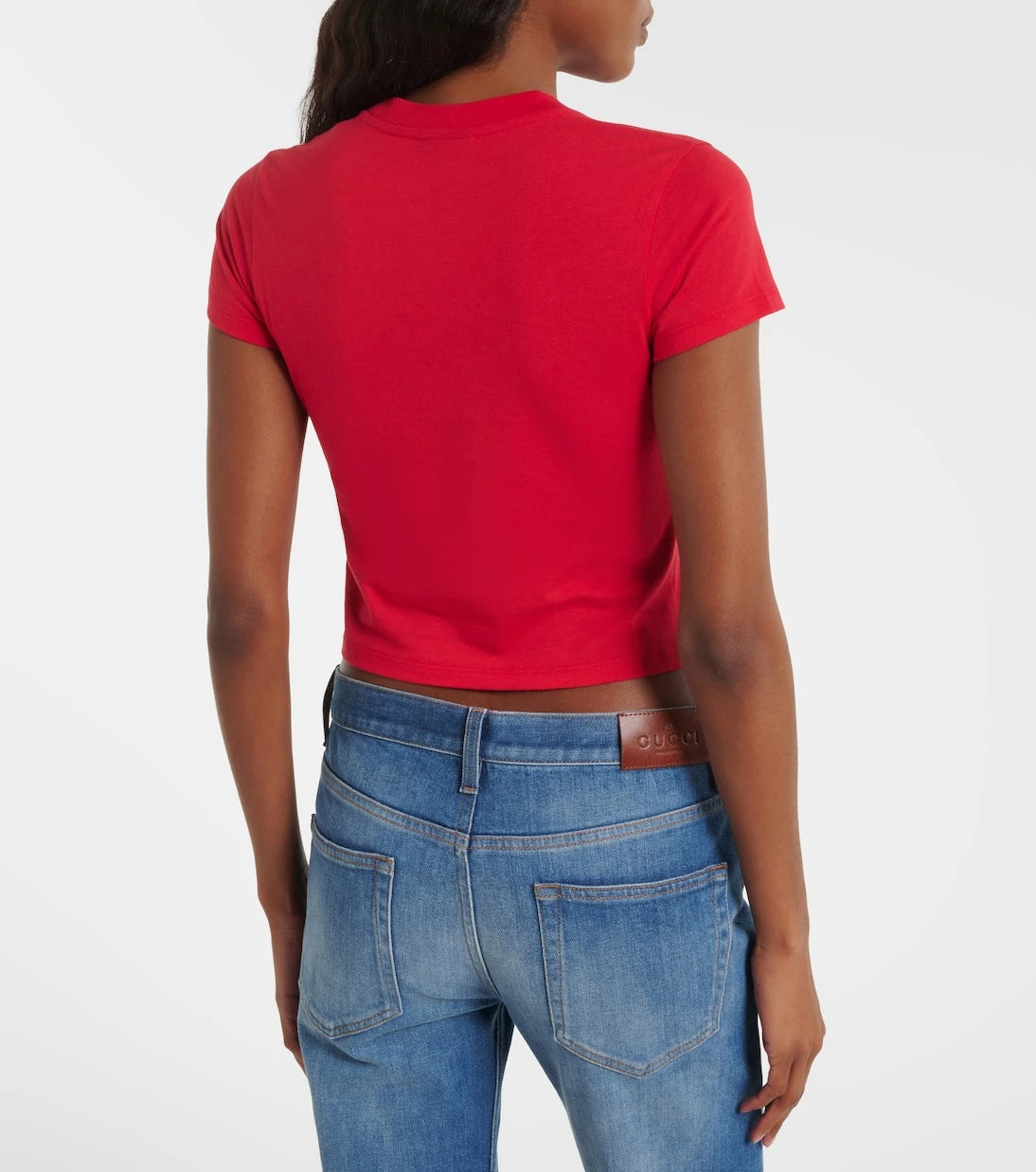 Gucci - Logo cropped cotton-blend jersey T-shirt