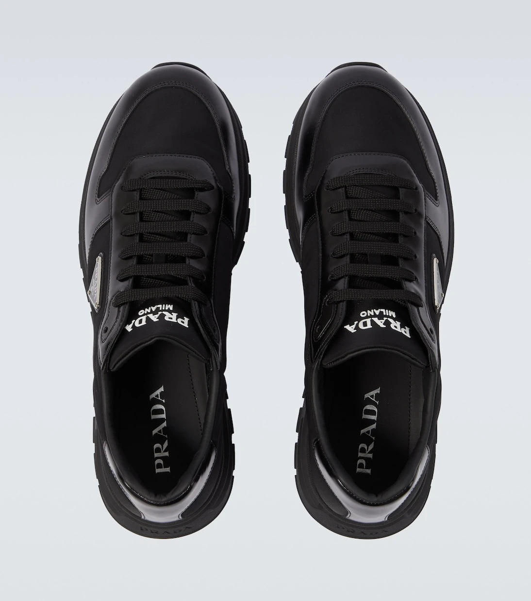 Prada - Logo leather-trimmed sneakers