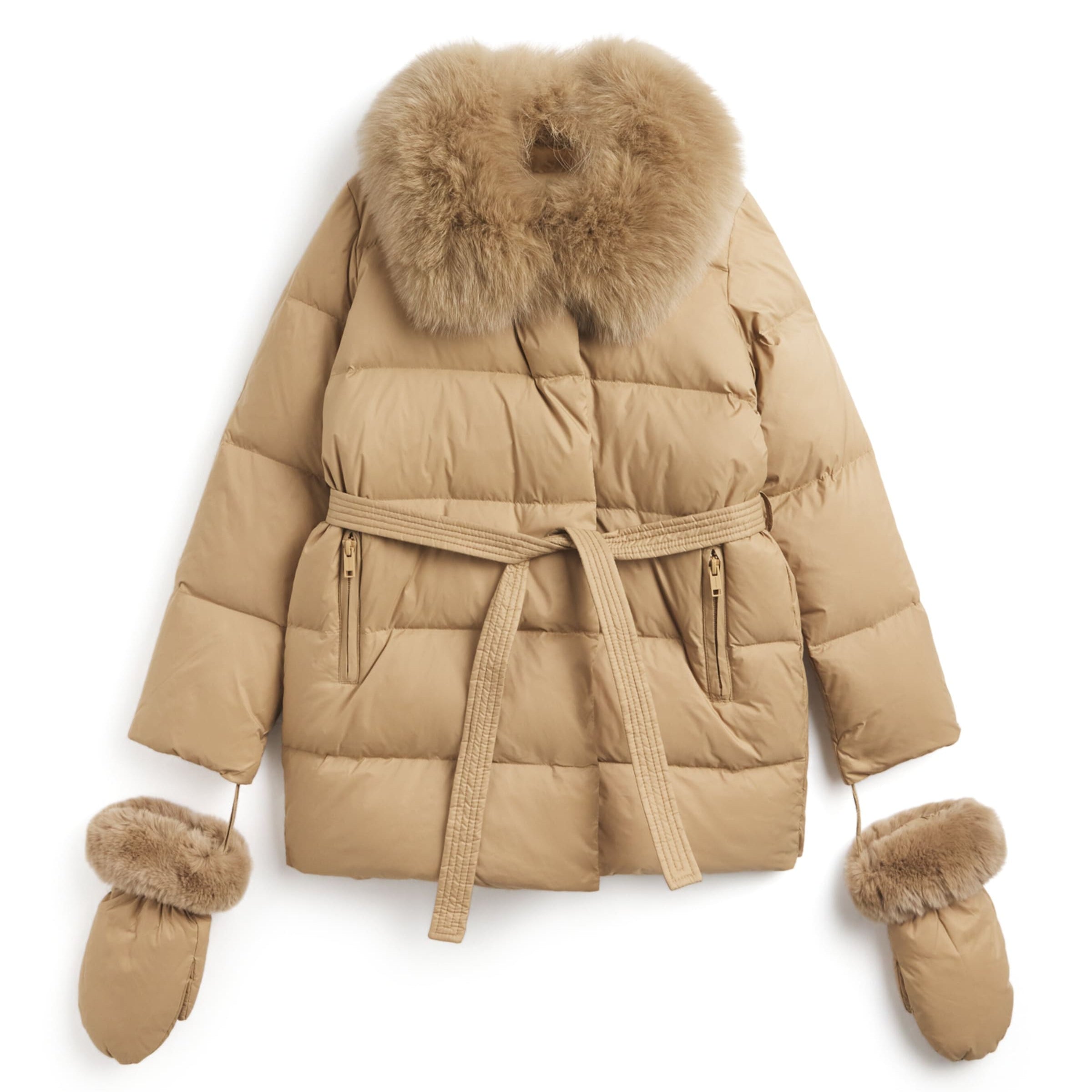 Yves Salomon Enfant Fur-Trim Down Puffer Coat (10 Years)