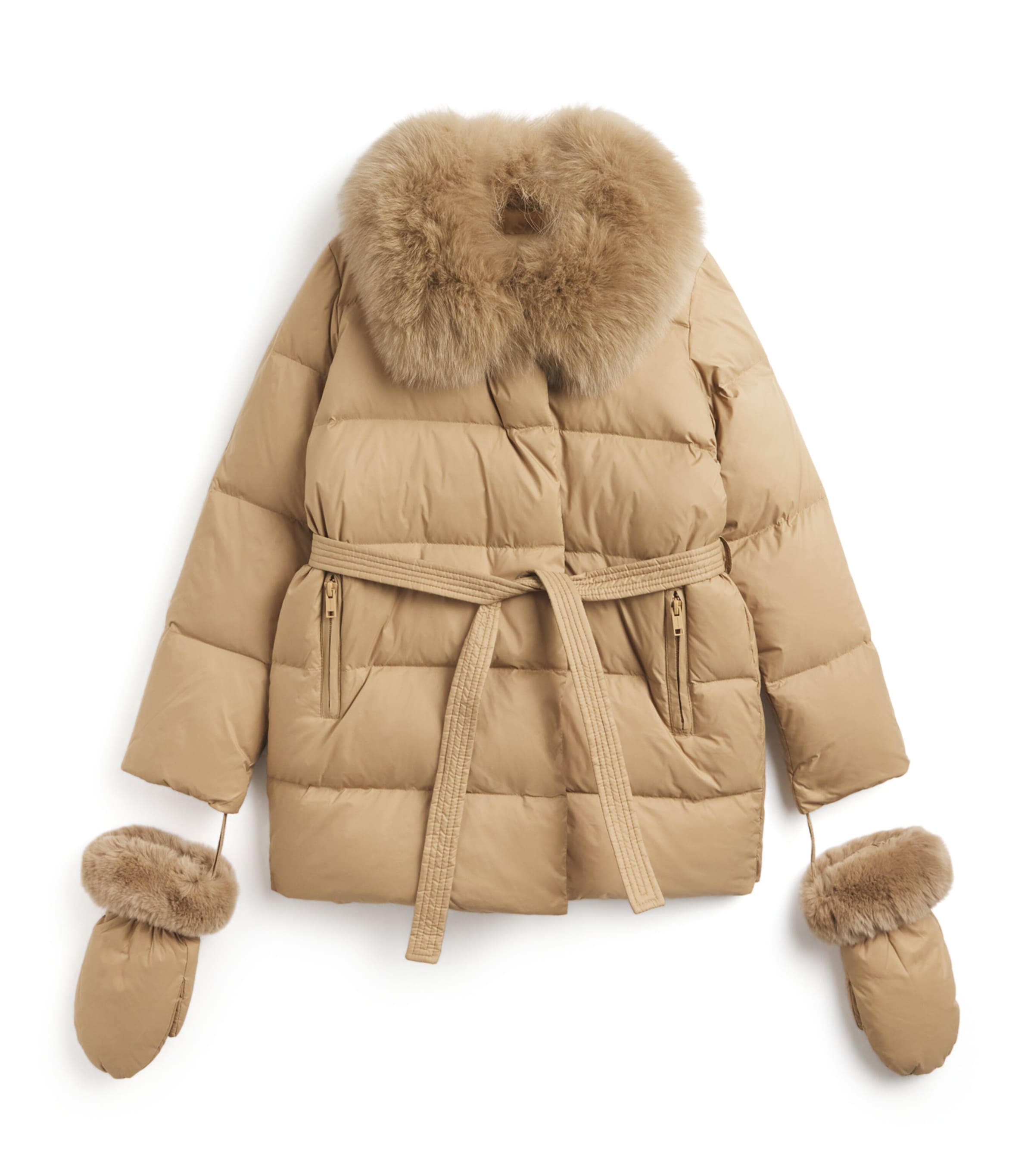 Yves Salomon Enfant Fur-Trim Down Puffer Coat (10 Years)