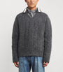 System Grey Wool-Blend Polo Sweater