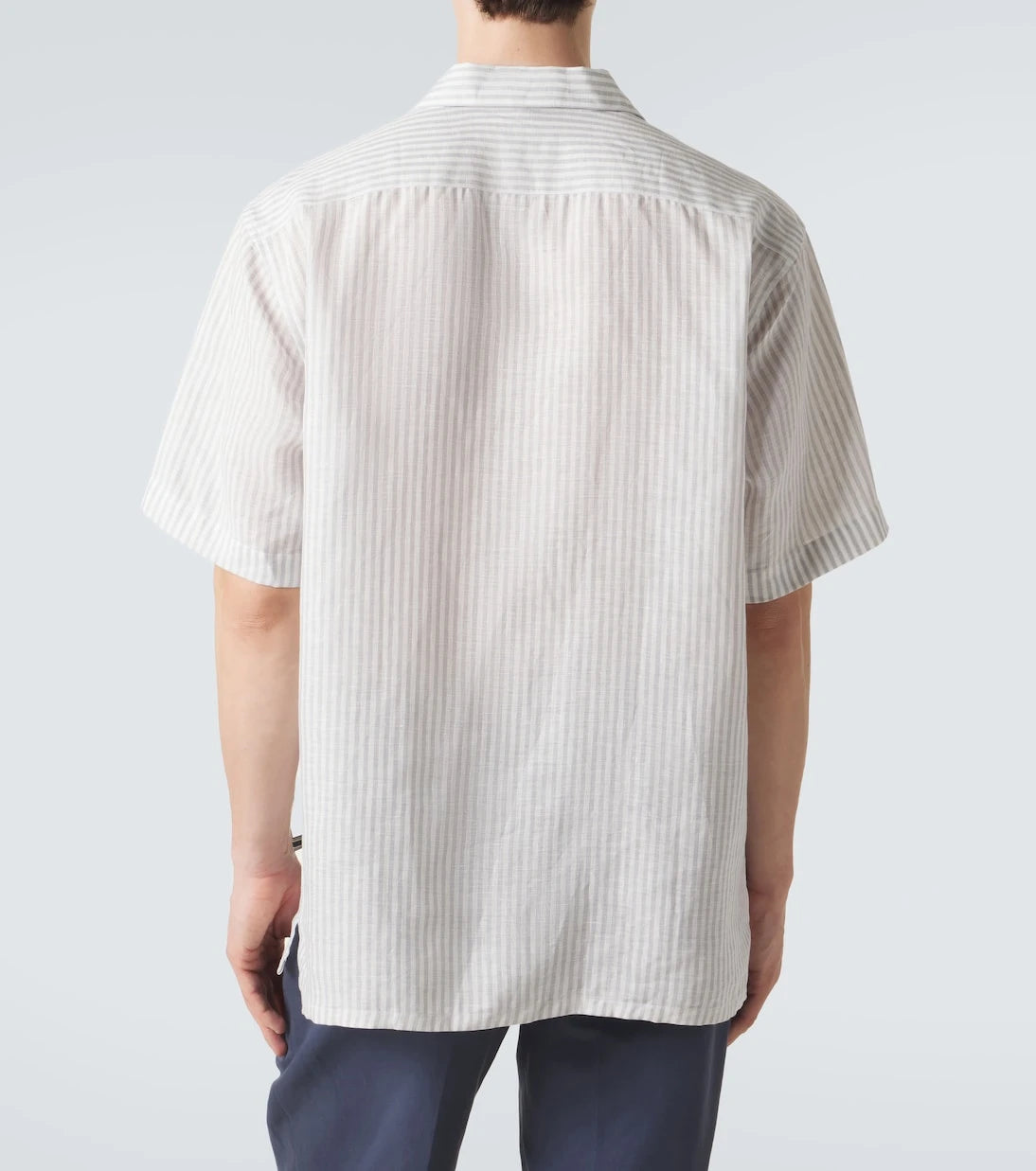 Brioni - قميص بولينج مخطط من الكتان