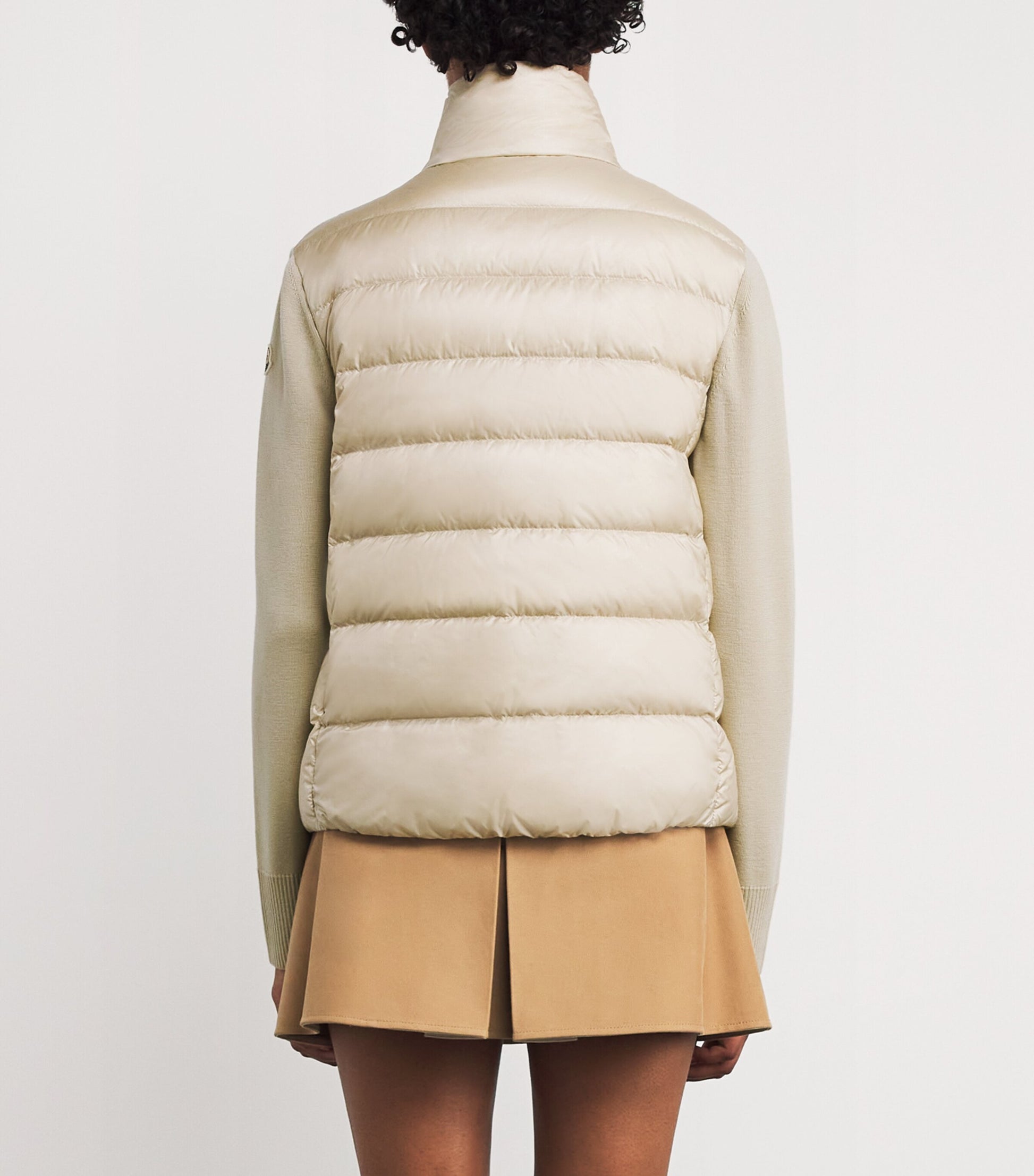 Moncler Beige Down Wool-Trim Panelled Cardigan
