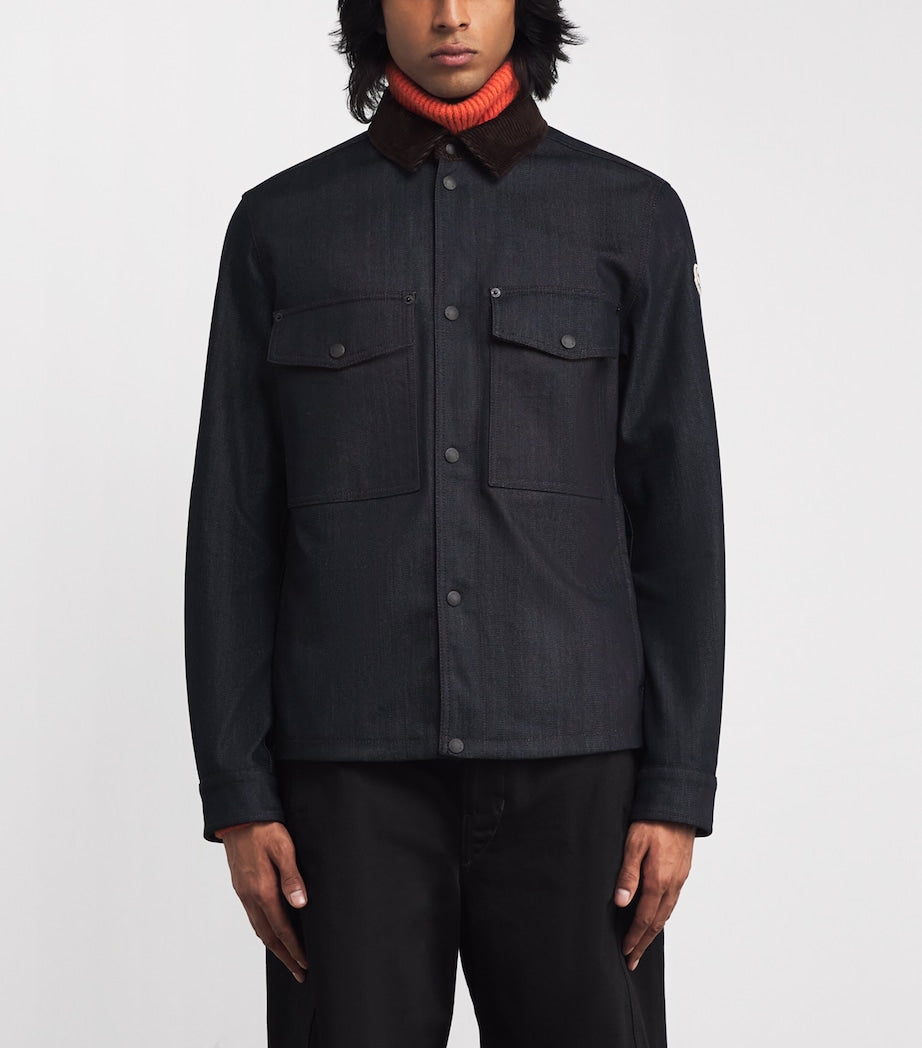 Corduroy-Trim Denim Shirt Jacket