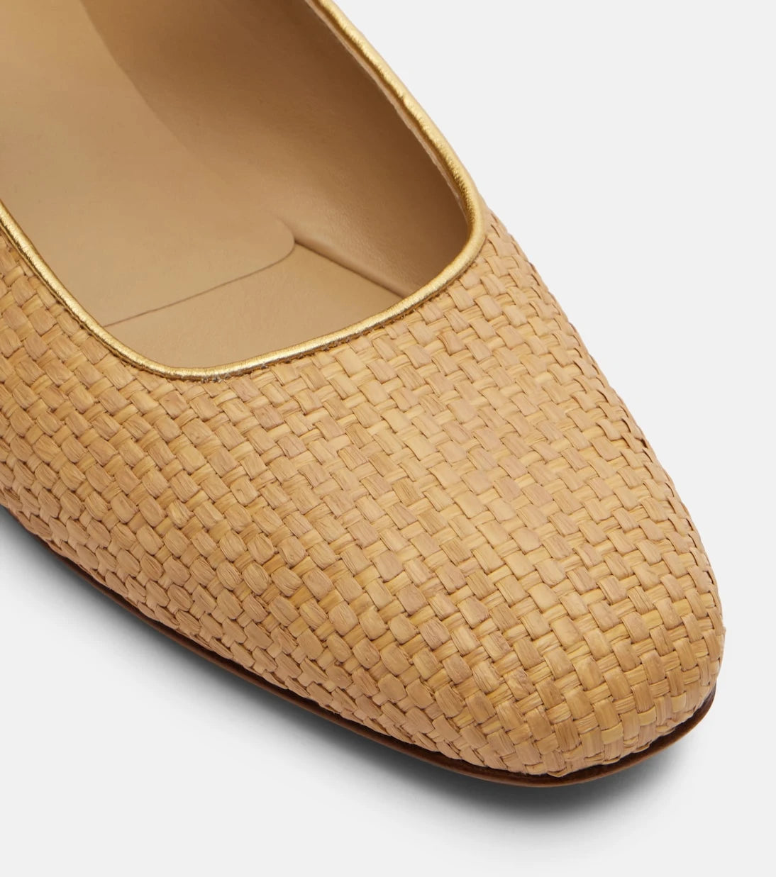 Le Monde Béryl - Leather-trimmed raffia Mary Jane flats