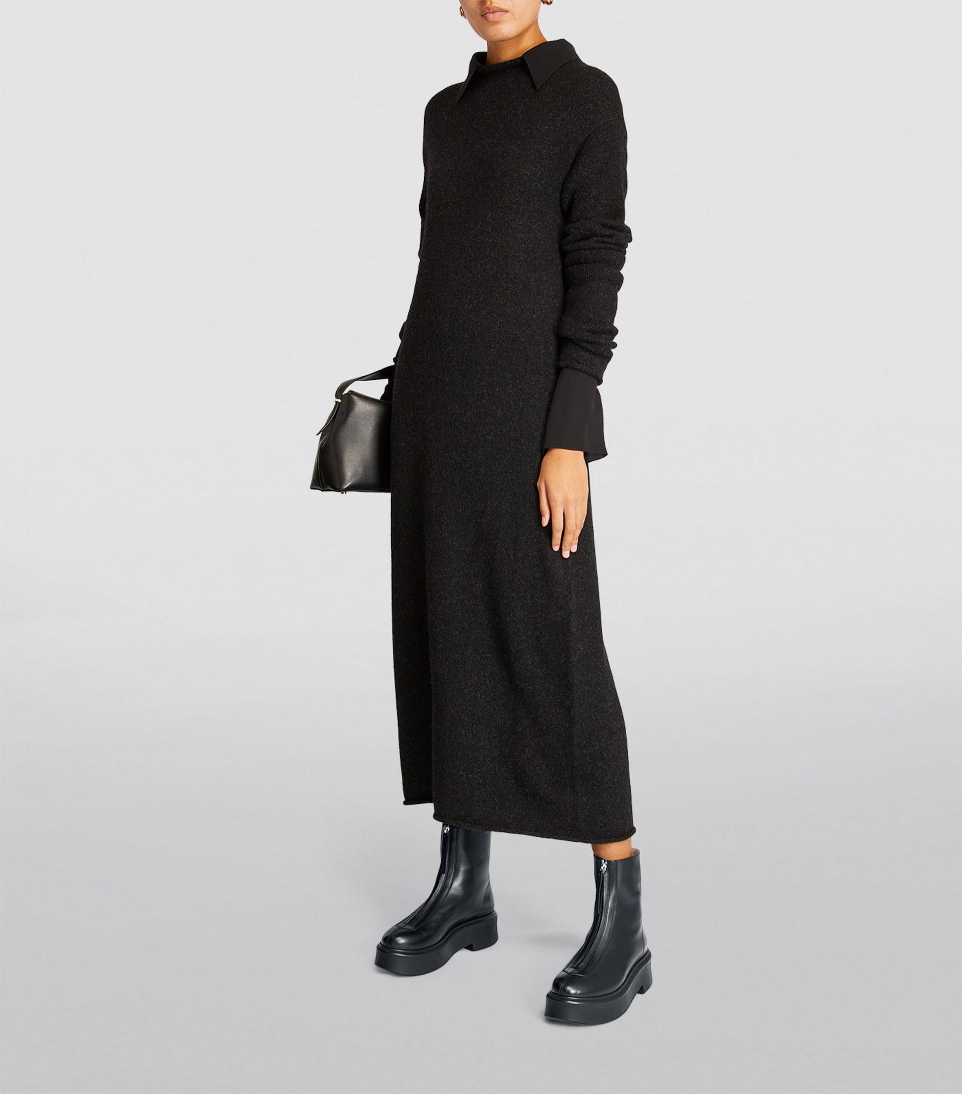 The Row Black Zipped Leather Ankle Boots 50